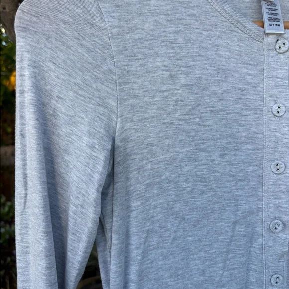Skims Sleep Henley in Light Heather Gray Long Sleeve Dress - Picture 7 of 7